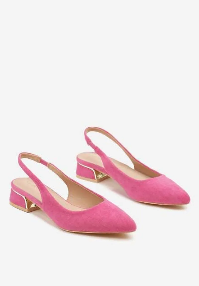 Fuksjowe Sandały Vices na Stożku z Wkładką ze Skóry Naturalnej Bez Pięty Selenis