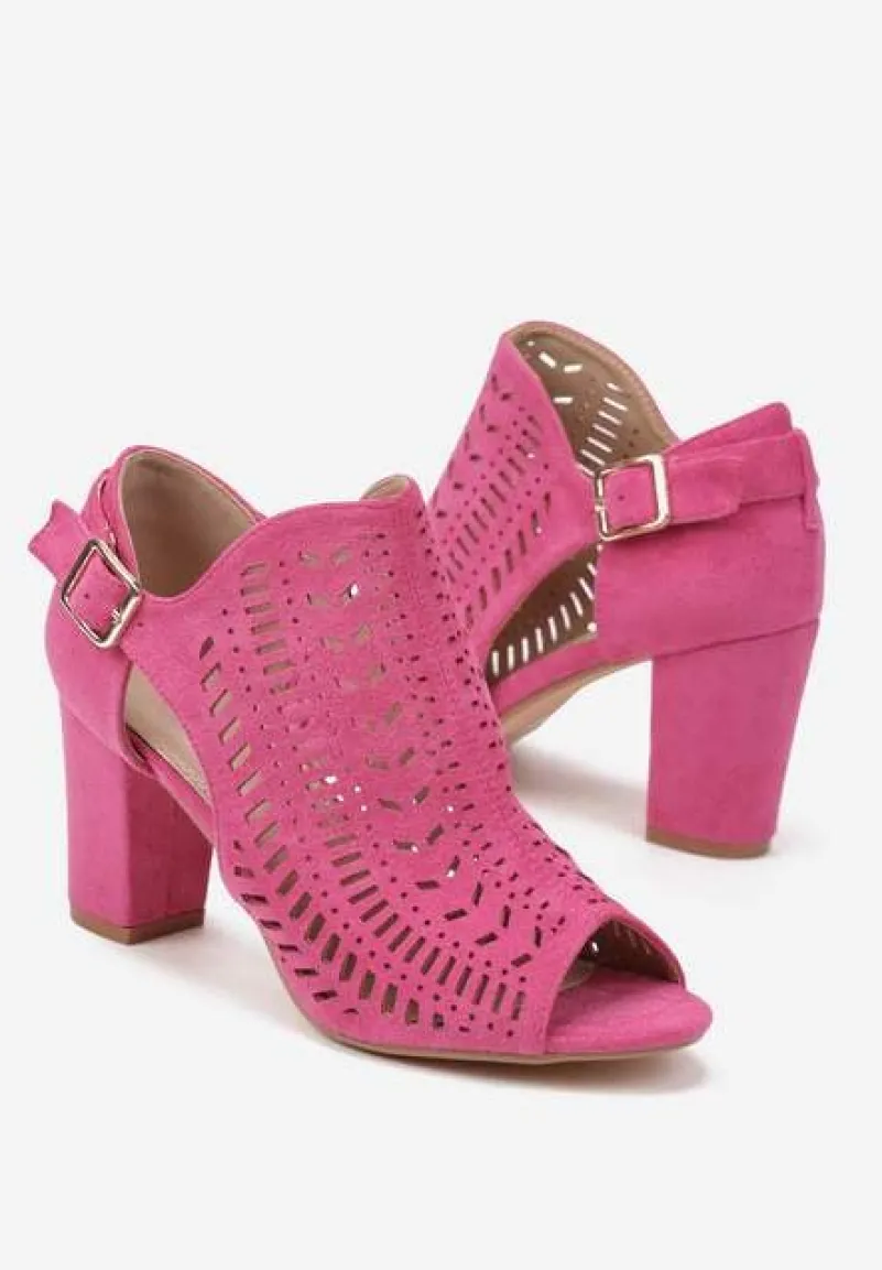 Fuksjowe Sandały Vices na Słupku z Ażurowym Wzorem Klamrą i Wycięciem Feliyra