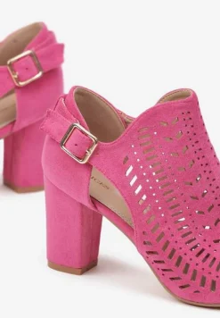 Fuksjowe Sandały Vices na Słupku z Ażurowym Wzorem Klamrą i Wycięciem Feliyra