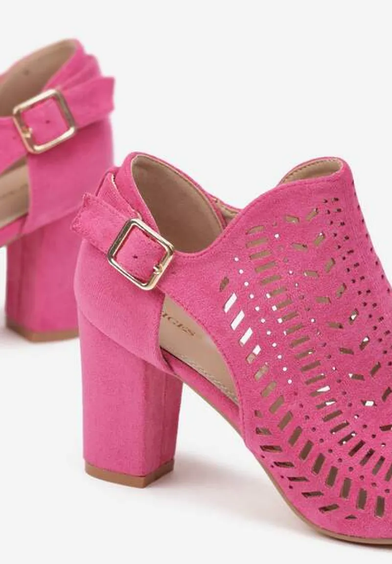 Fuksjowe Sandały Vices na Słupku z Ażurowym Wzorem Klamrą i Wycięciem Feliyra