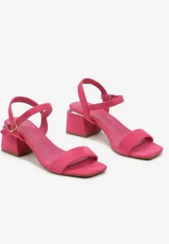 Fuksjowe Sandały z Wyściółką z Ekoskóry na Słupku z Zapięciem na Sprzączkę Maloella