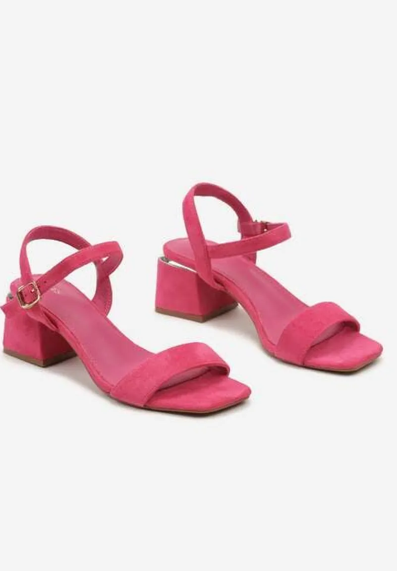 Fuksjowe Sandały z Wyściółką z Ekoskóry na Słupku z Zapięciem na Sprzączkę Maloella