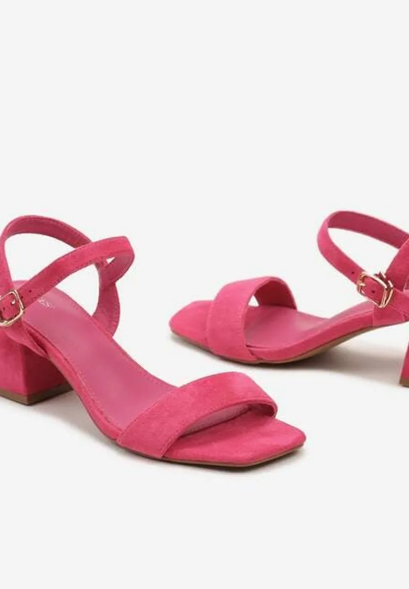 Fuksjowe Sandały z Wyściółką z Ekoskóry na Słupku z Zapięciem na Sprzączkę Maloella