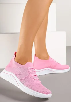 Fuksjowe Siateczkowe Buty Sportowe Sneakersy na Zdobionej Podeszwie Talloti