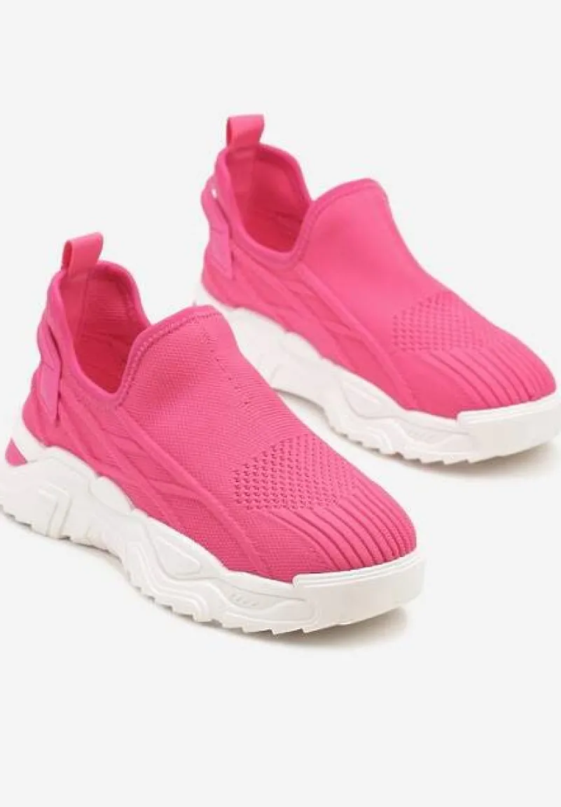 Fuksjowe Siateczkowe Buty Sportowe Sneakersy Wsuwane Zdobione Tłoczeniami Nusadela