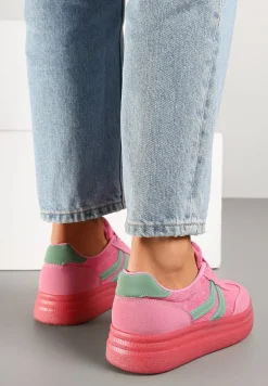 Fuksjowe Sneakersy Typu Kultowe Tenisówki na Niskiej Platformie Olritia