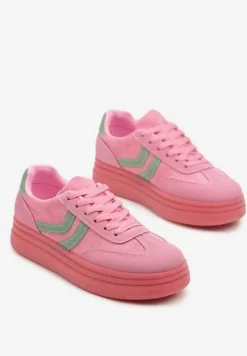 Fuksjowe Sneakersy Typu Kultowe Tenisówki na Niskiej Platformie Olritia