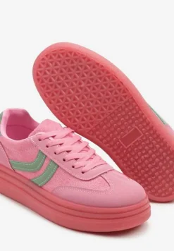 Fuksjowe Sneakersy Typu Kultowe Tenisówki na Niskiej Platformie Olritia
