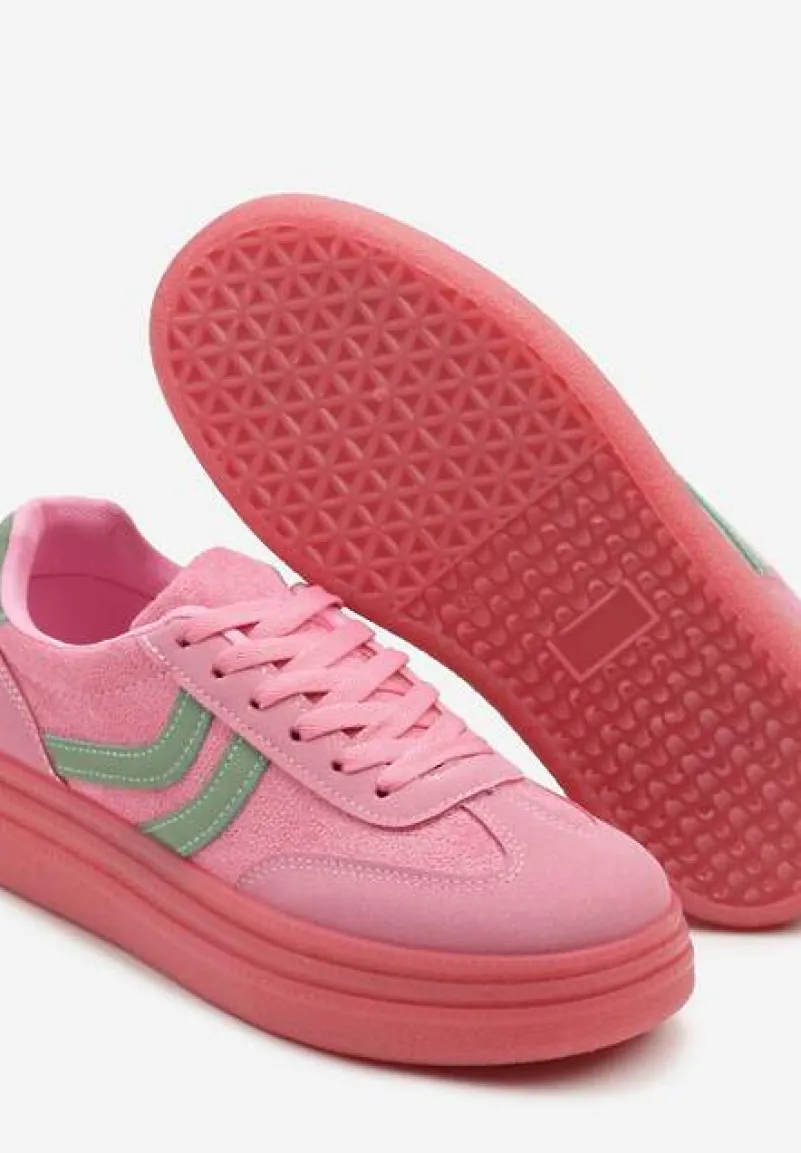 Fuksjowe Sneakersy Typu Kultowe Tenisówki na Niskiej Platformie Olritia