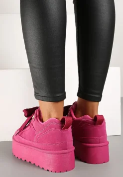 Fuksjowe Sneakersy Vices Stylizowane na Śniegowce na Platformie Obszyte Futerkiem Naleris