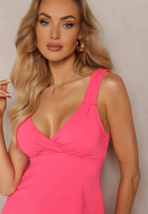 Fuksjowe Tankini Bandeau Dwuczęściowe z Długim Topem i Szortami Marivona