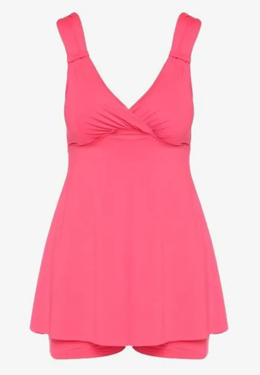 Fuksjowe Tankini Bandeau Dwuczęściowe z Długim Topem i Szortami Marivona