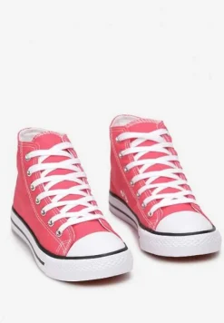 Fuksjowe Trampki na Płaskiej Podeszwie z Lamówką Vinys