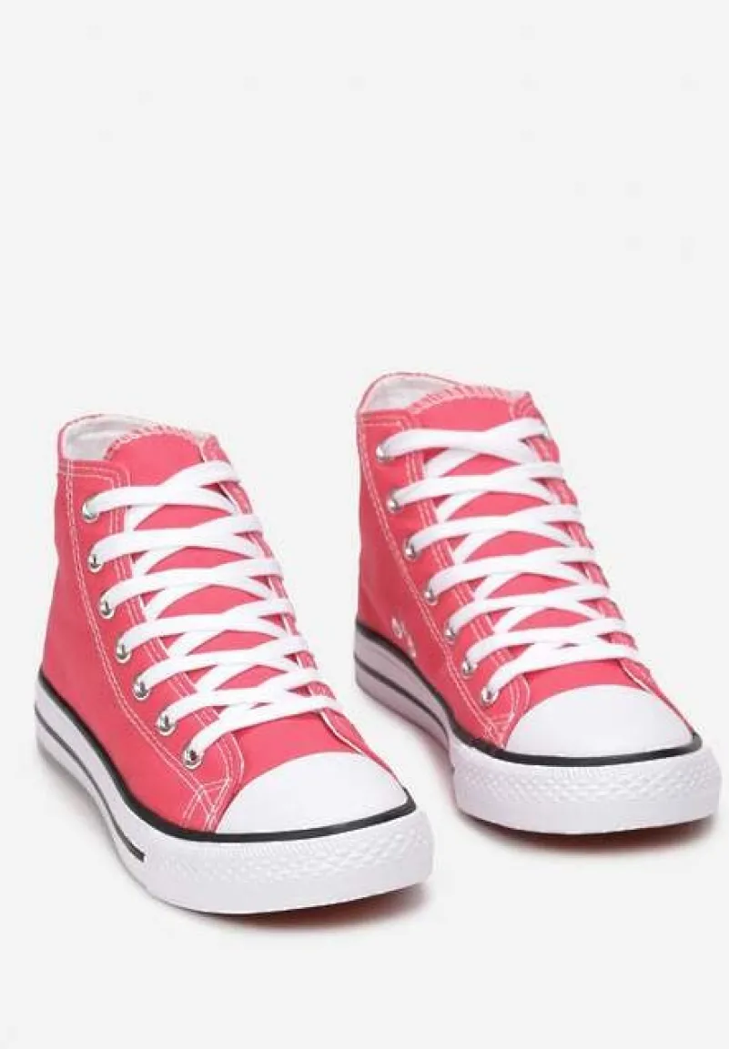 Fuksjowe Trampki na Płaskiej Podeszwie z Lamówką Vinys