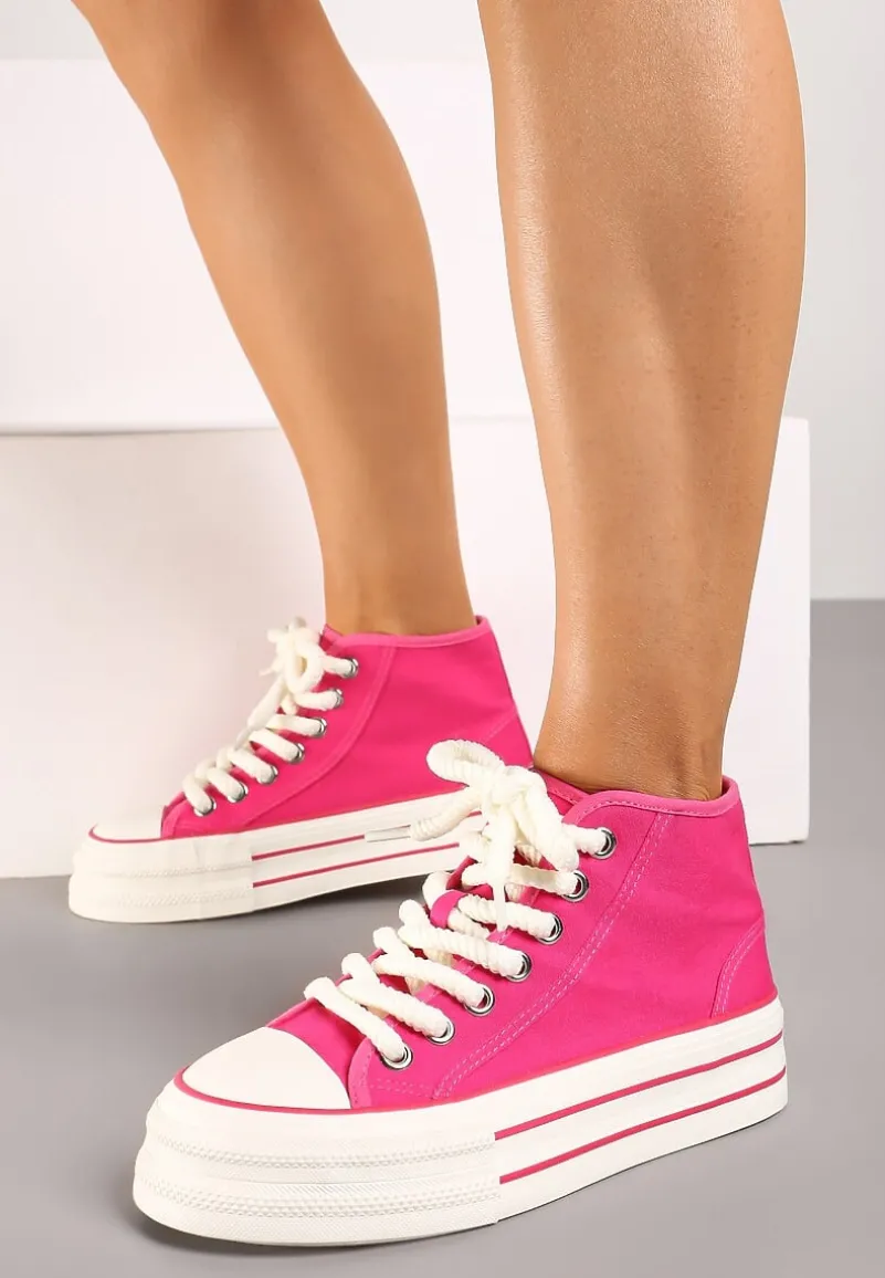 Fuksjowe Trampki na Platformie za Kostkę z Grubymi Sznurowadłami Effime