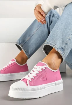 Fuksjowe Trampki na Podwójnej Podeszwie z Ozdobnym Znaczkiem na Cholewce Alivrelia