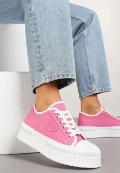 Fuksjowe Trampki na Podwójnej Podeszwie z Ozdobnym Znaczkiem na Cholewce Alivrelia