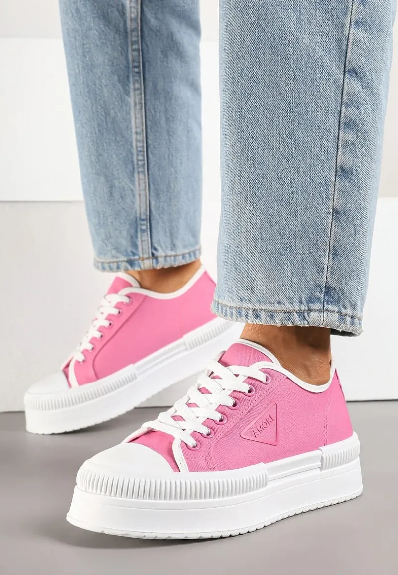 Fuksjowe Trampki na Podwójnej Podeszwie z Ozdobnym Znaczkiem na Cholewce Alivrelia