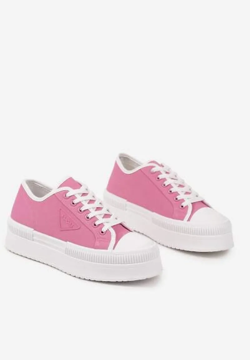 Fuksjowe Trampki na Podwójnej Podeszwie z Ozdobnym Znaczkiem na Cholewce Alivrelia