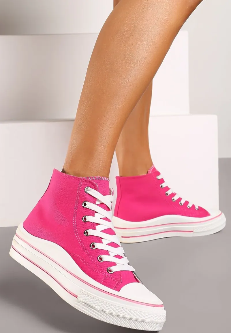 Fuksjowe Trampki z Wysoką Cholewką na Platformie Layun