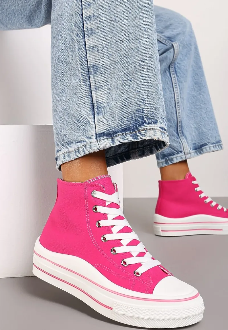 Fuksjowe Trampki z Wysoką Cholewką na Platformie Layun