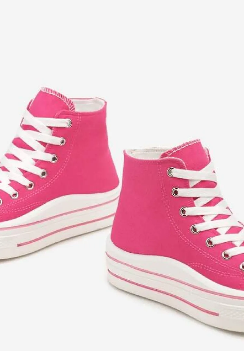 Fuksjowe Trampki z Wysoką Cholewką na Platformie Layun