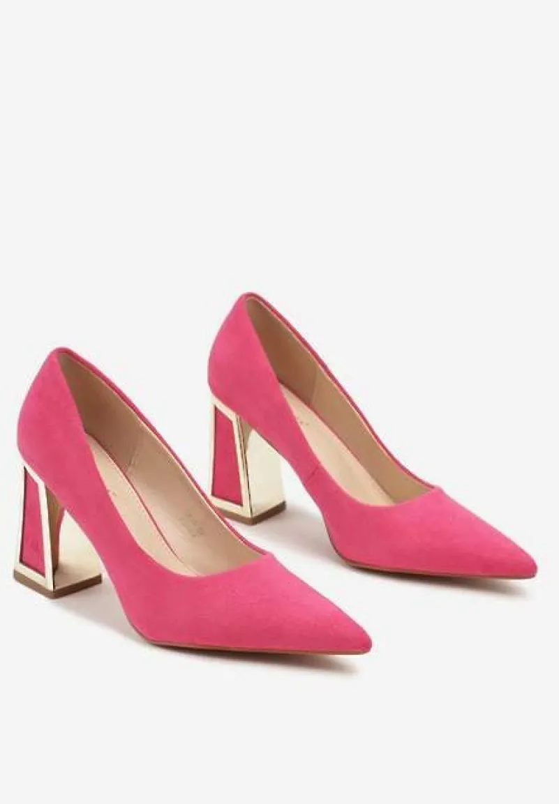 Fuksjowe Wsuwane Czółenka z Ekozamszu na Stożkowym Obcasie Nevinara