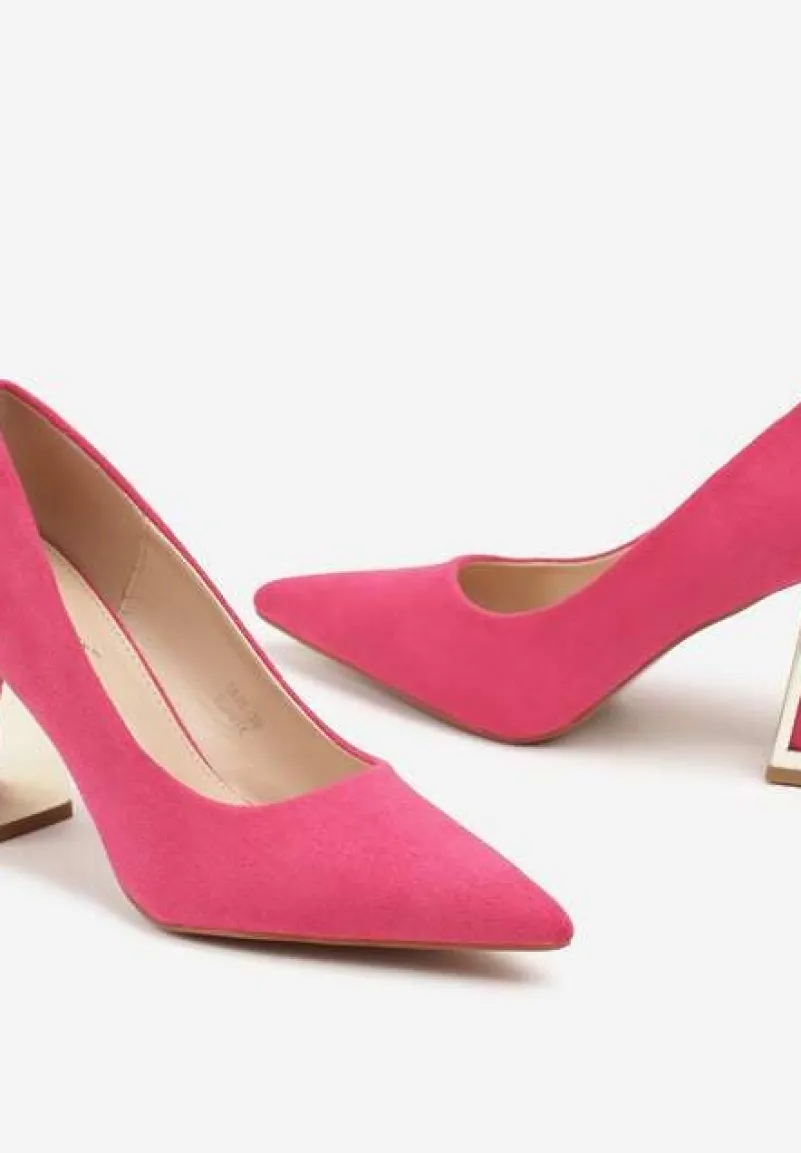 Fuksjowe Wsuwane Czółenka z Ekozamszu na Stożkowym Obcasie Nevinara