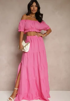 Fuksjowy 2-częściowy Komplet z Wiskozy w Hiszpańskim Stylu Avasa