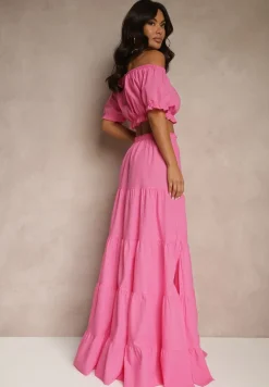 Fuksjowy 2-częściowy Komplet z Wiskozy w Hiszpańskim Stylu Avasa