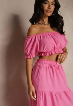 Fuksjowy 2-częściowy Komplet z Wiskozy w Hiszpańskim Stylu Avasa