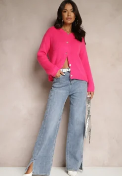 Fuksjowy Kardigan o Casualowym Kroju z Wełną i Moherem Lilothel