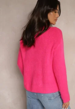 Fuksjowy Kardigan o Casualowym Kroju z Wełną i Moherem Lilothel