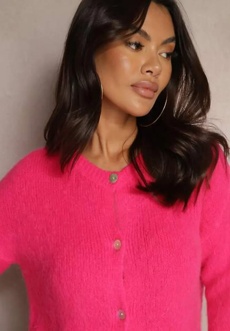 Fuksjowy Kardigan o Casualowym Kroju z Wełną i Moherem Lilothel