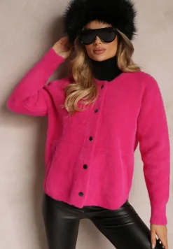 Fuksjowy Kardigan Wełniany Zapinany Ierules