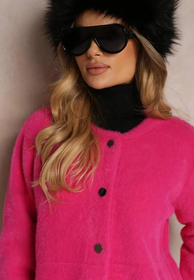 Fuksjowy Kardigan Wełniany Zapinany Ierules