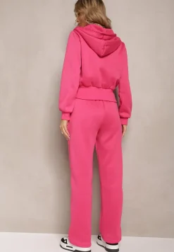 Fuksjowy Komplet Dresowy 2-Częściowy z Polarem Bluza i Spodnie na Gumce Komiwesa