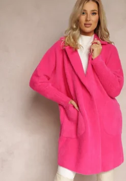 Fuksjowy Płaszcz z Bawełną Oversize Brumisia