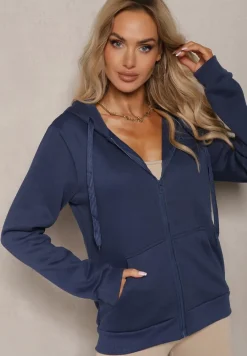 Granatowa Bluza z Kapturem Harasphei