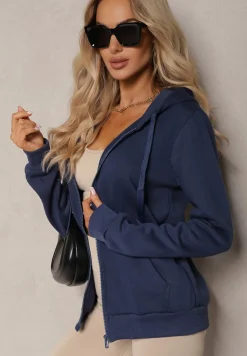 Granatowa Bluza z Kapturem Harasphei