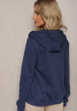Granatowa Bluza z Kapturem Harasphei