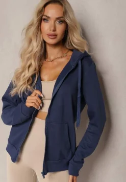 Granatowa Bluza z Kapturem Harasphei