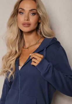Granatowa Bluza z Kapturem Harasphei