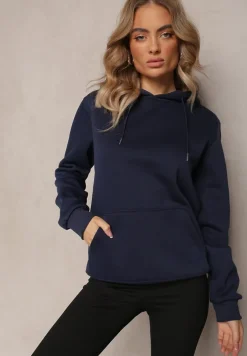 Granatowa Bluza z Kapturem i Kieszenią Cazallo