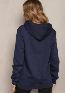 Granatowa Bluza z Kapturem i Kieszenią Cazallo