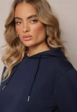 Granatowa Bluza z Kapturem i Kieszenią Cazallo