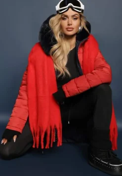 Granatowa Długa Kurtka Płaszcz o Dwustronnym Fasonie z Kapturem Astrae