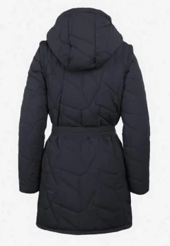 Granatowa Kurtka Pikowana z Paskiem Dwurzędowa Vandend