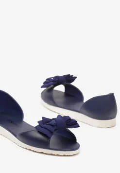 Granatowe Balerinki Meliski z Materiałową Kokardką w Pasującym Kolorze Anirtepa