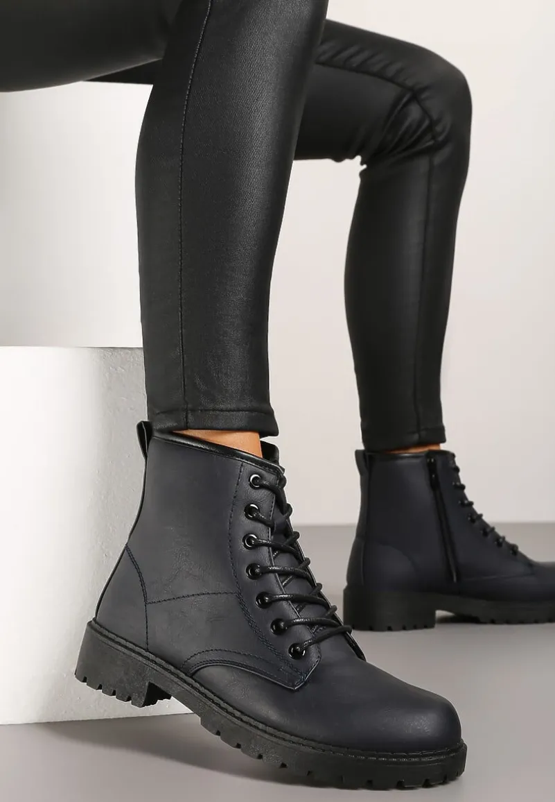 Granatowe Botki Baines